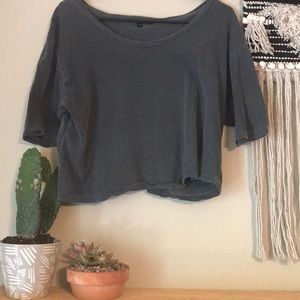 Urban Outfitters Gray Oversized Crop Tee